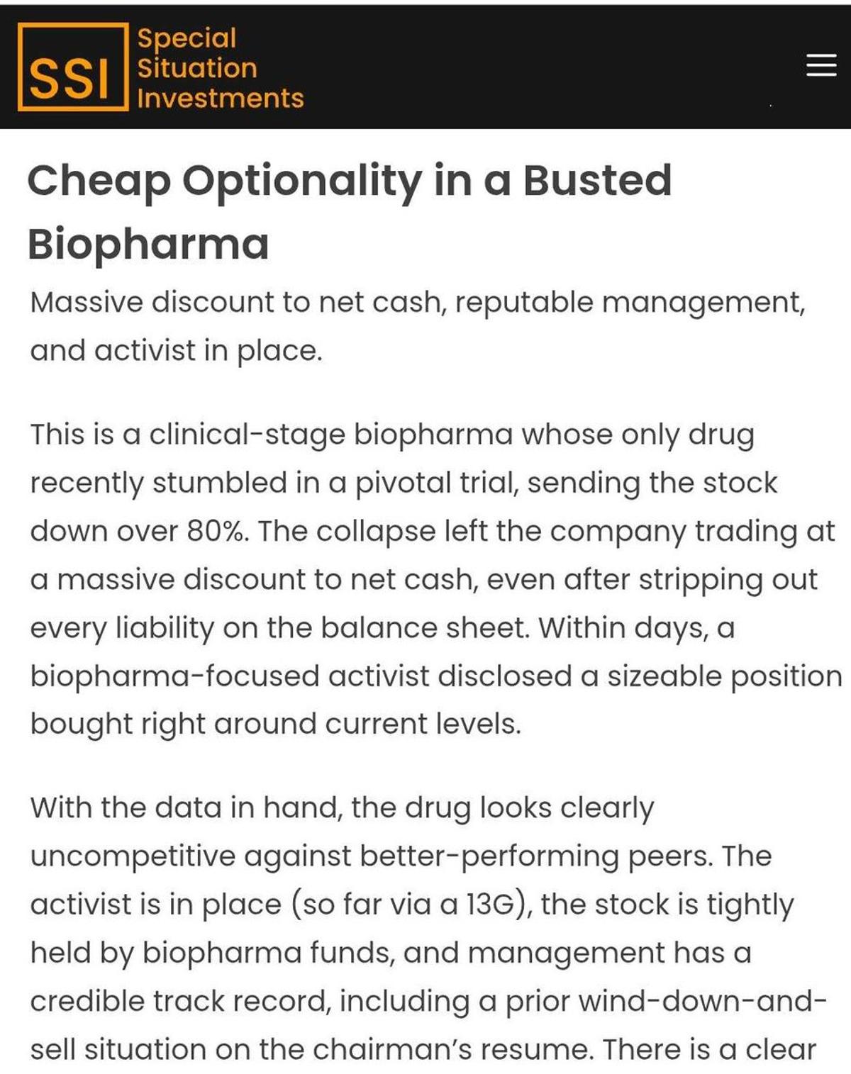 Activist Targets 80%-Down Biopharma at Cash‑Discount