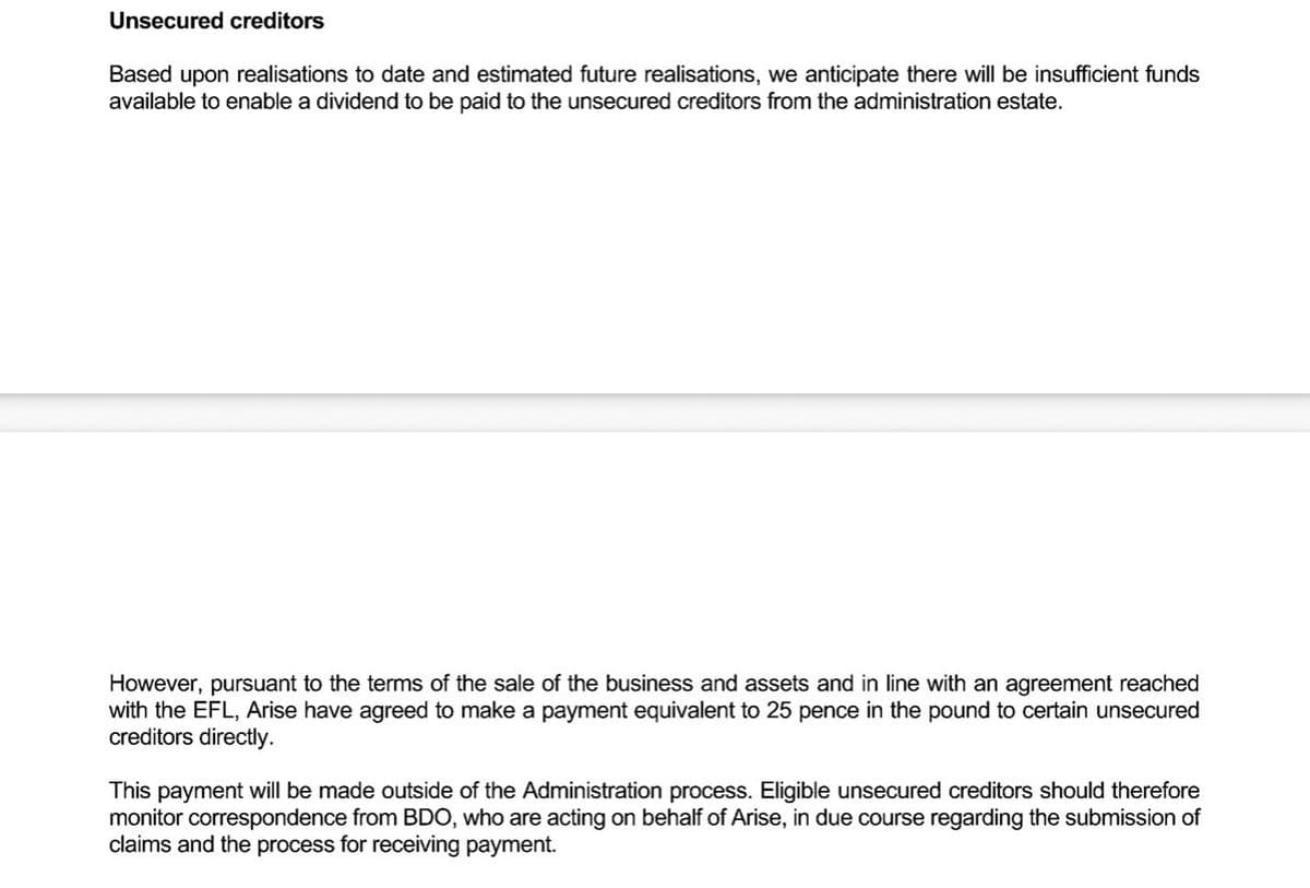 New Owners Offer 25% Payout, some Creditors Possibly Excluded