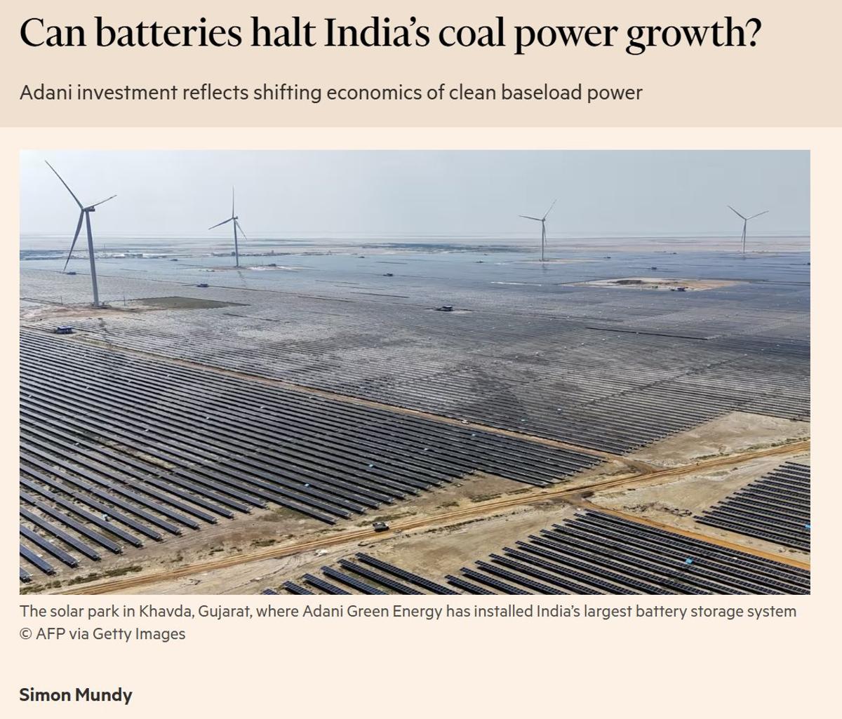 India’s Coal Power Crumbles as Battery Storage Explodes