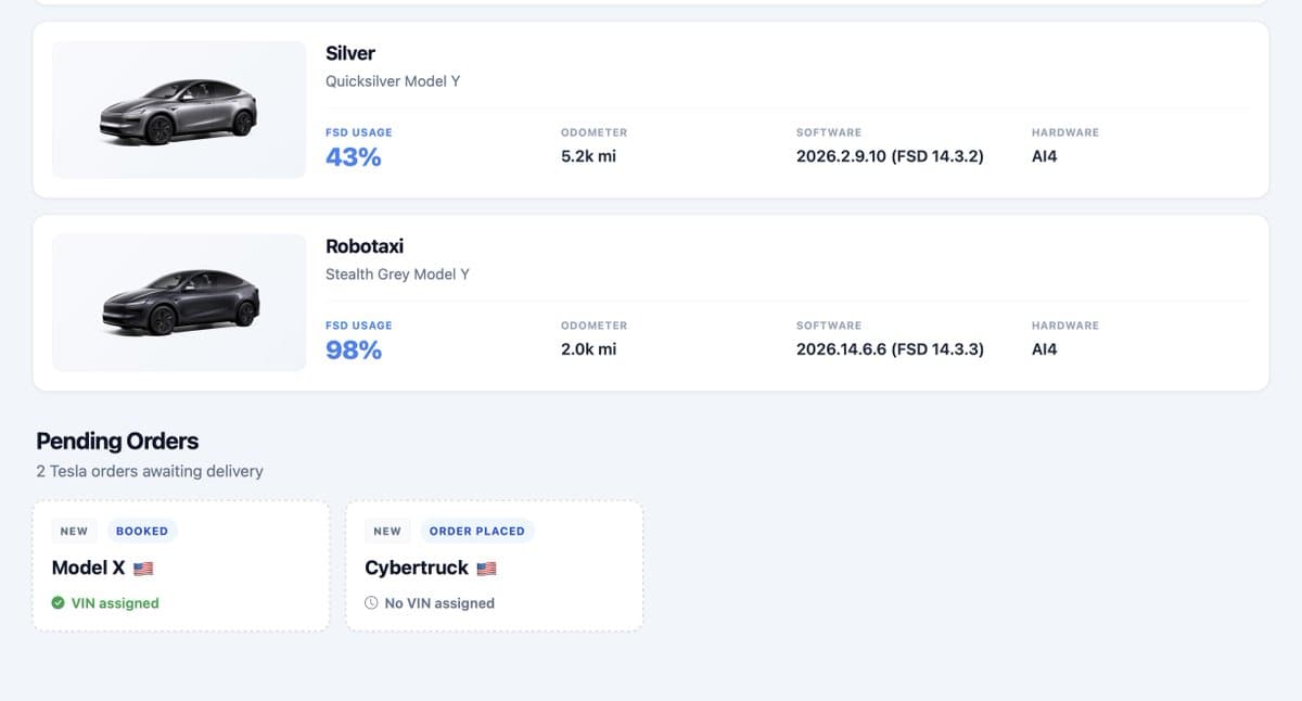 Tesla Pending Orders Now Visible on FSD Database Profiles