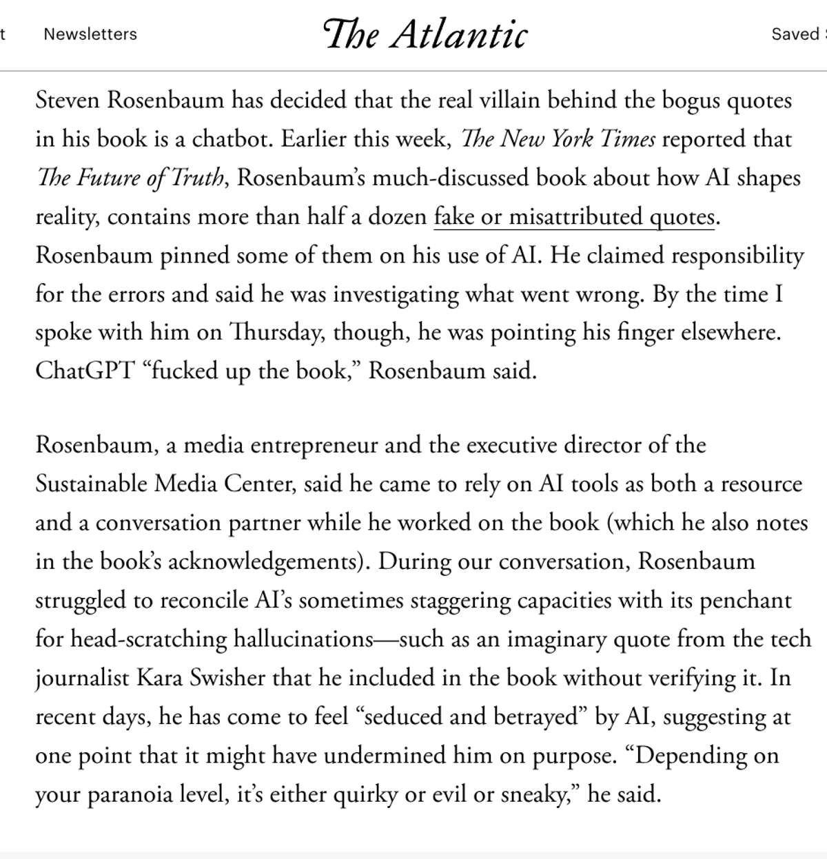 Rosenbaum Dodges Blame While Touting Truth‑focused Book