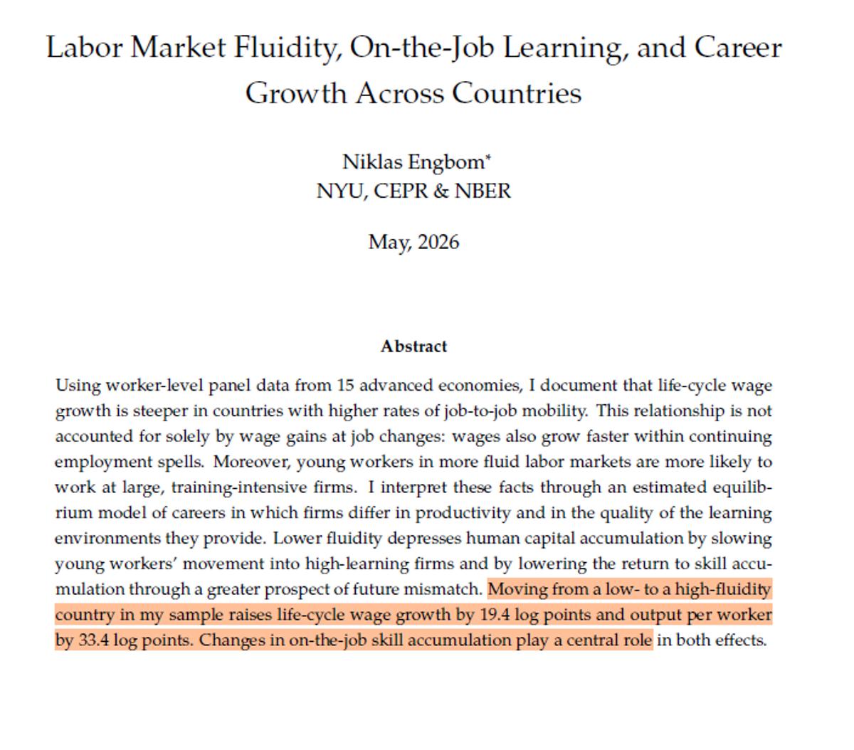 Higher Labor Market Fluidity Boosts Wages and Productivity