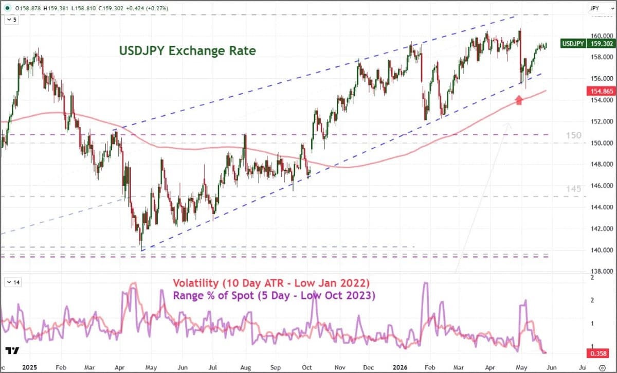 USDJPY Hits Record Low Volatility Amid Intervention Risks