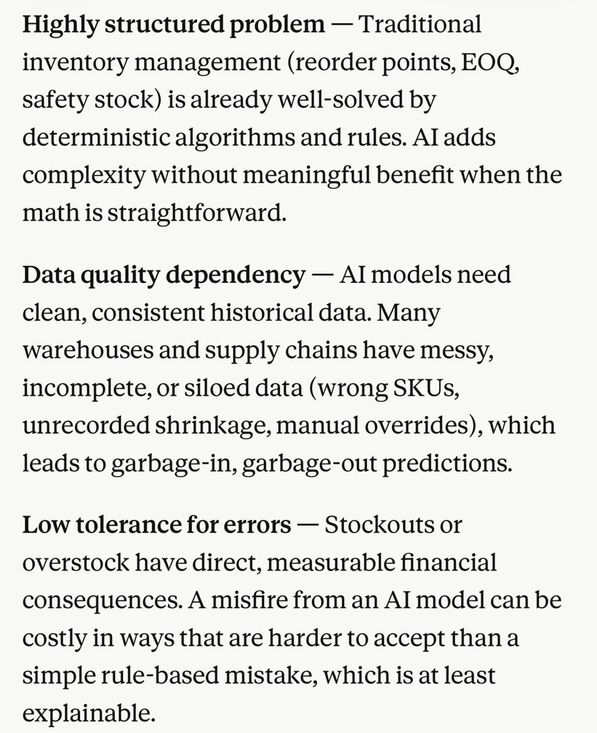 AI Excels at Demand Forecasting, Not Inventory Control