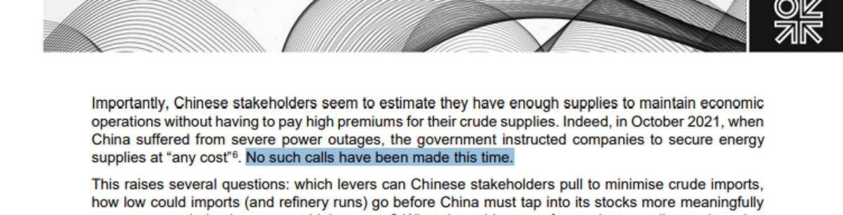 China's Crude Market Calm: No Government Push, Minimal Releases