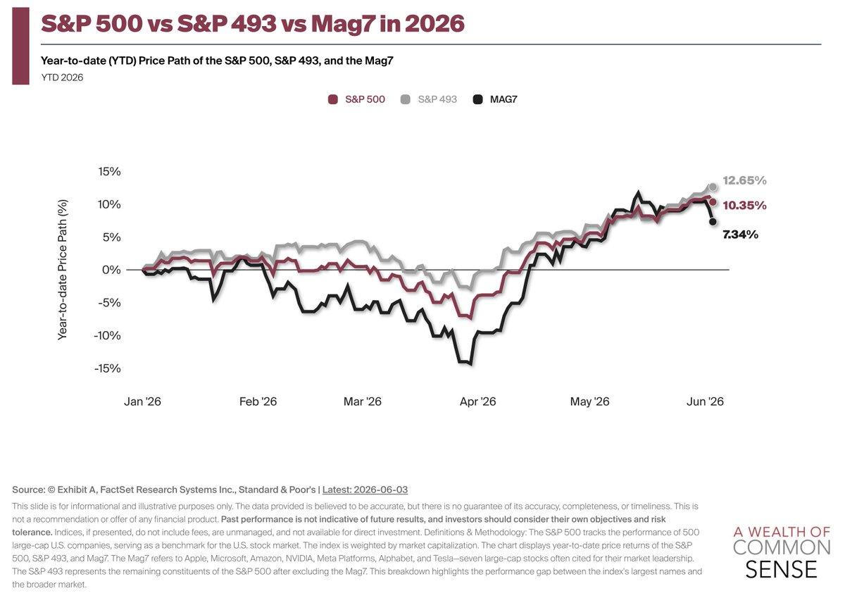 S&P 493 Outshines S&P 500 and MAG 7 This Year