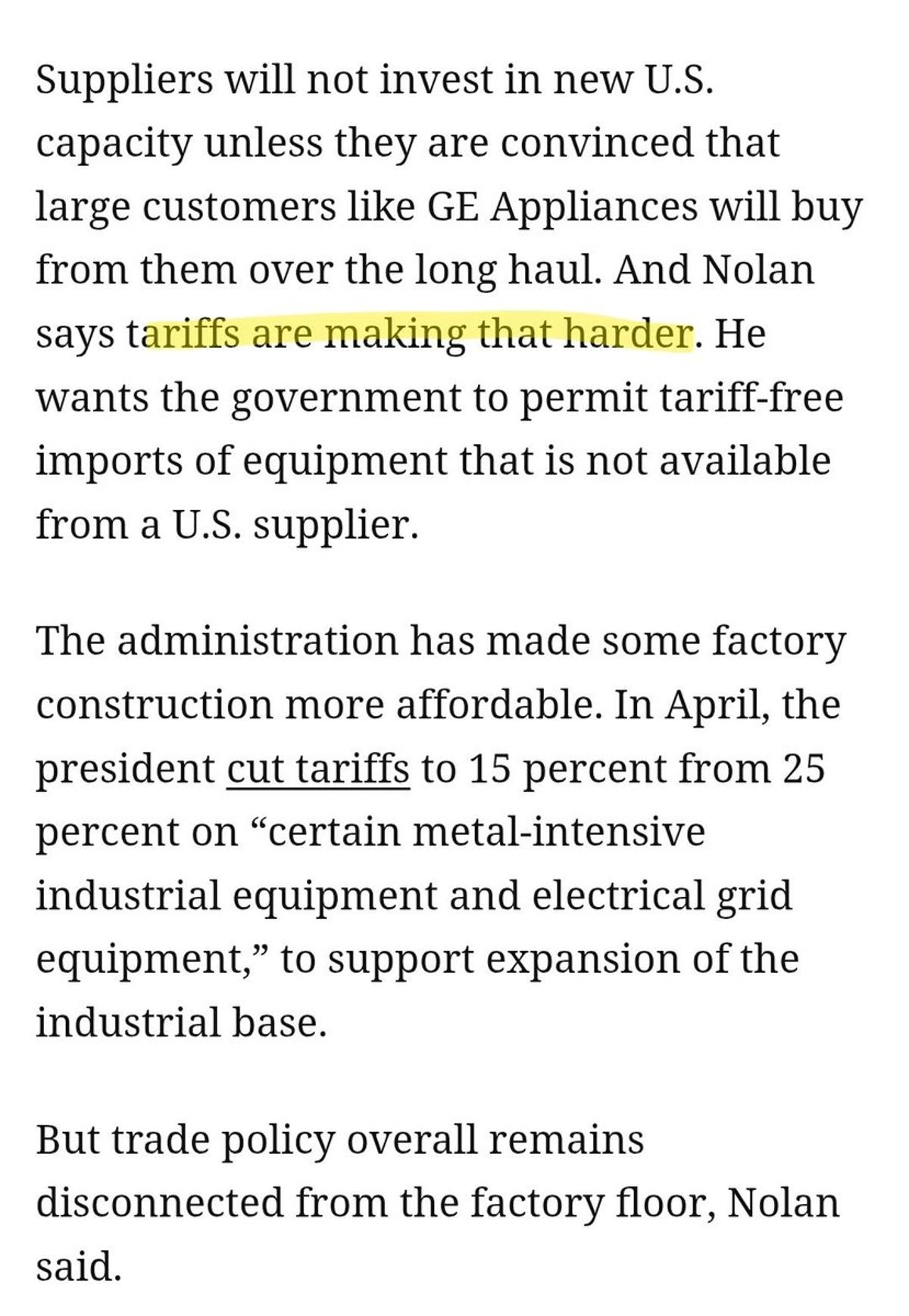U.S. Factories Depend on Foreign Gear, Hit by Steep Tariffs