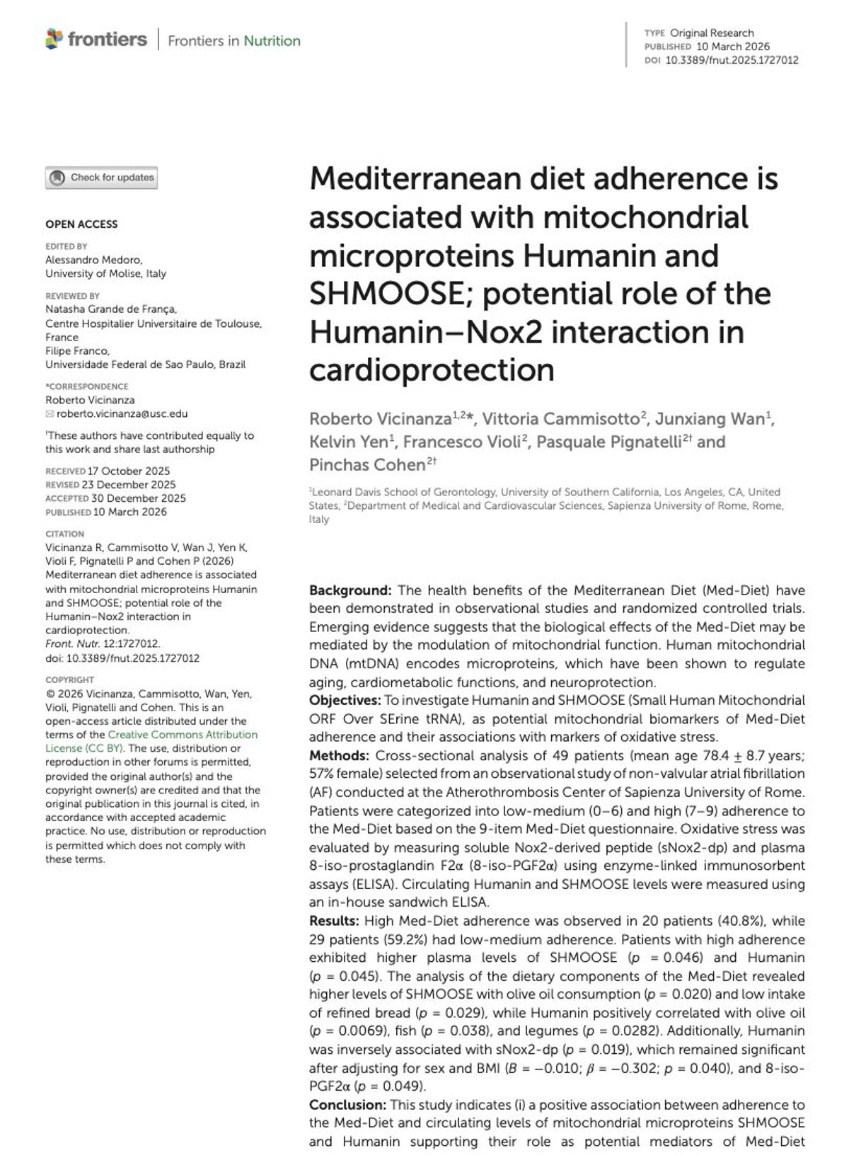 Mediterranean Diet Boosts Mitochondrial Microproteins, Enhancing Aging Resilience