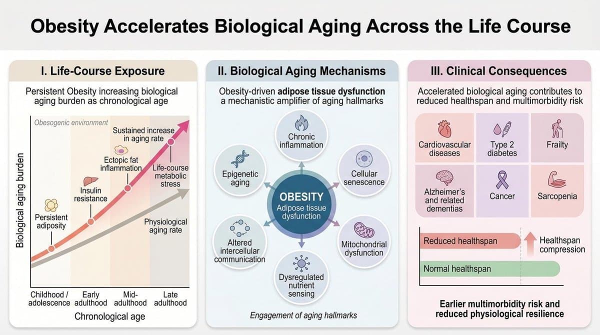 Obesity Speeds Biological Aging: A Geroscience Roadmap