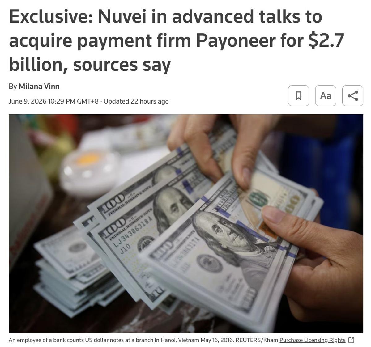 Nuvei Eyes Payoneer to Unite Payment Acceptance and Payouts
