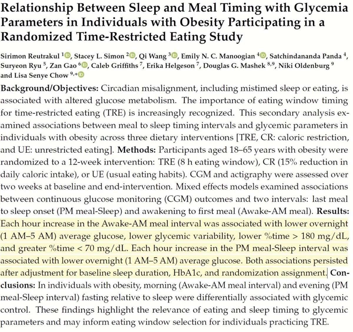 Longer Meal Gaps Boost Overnight Glucose Control
