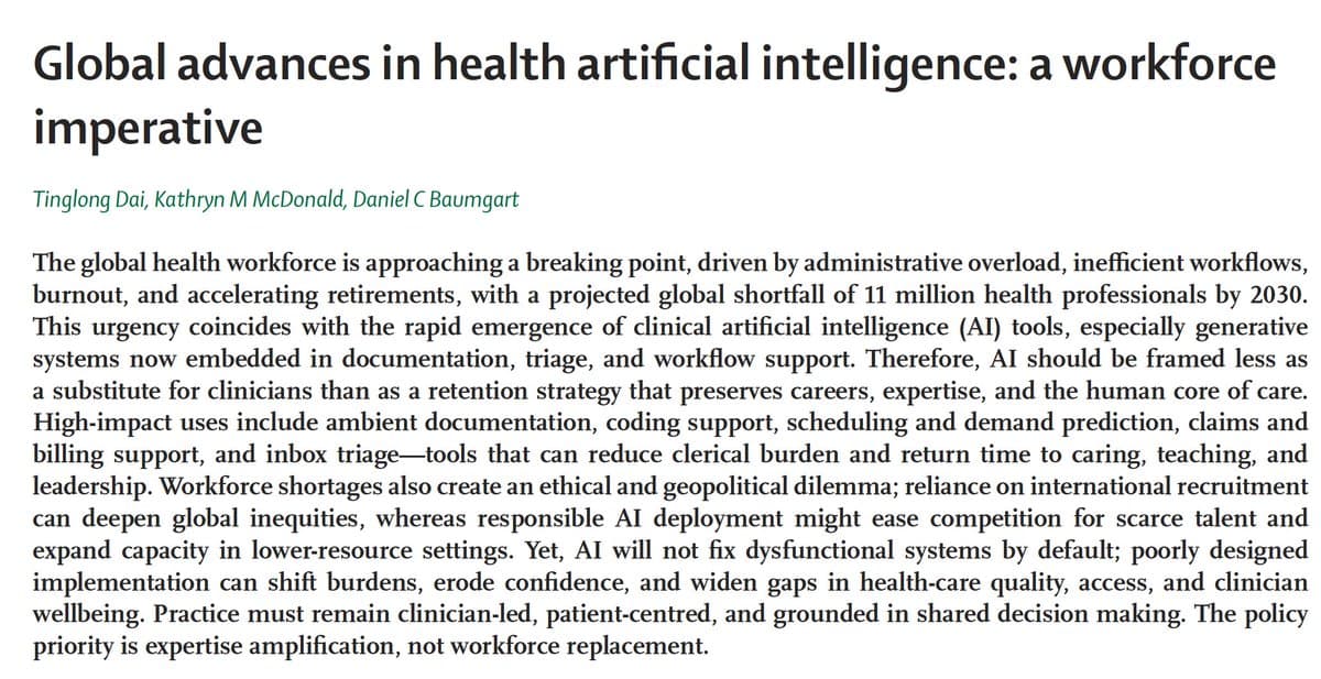 AI Should Empower, Not Replace, Healthcare Clinicians