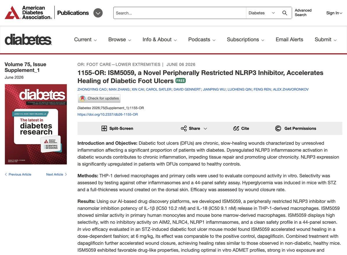 Peripheral NLRP3 Inhibitor Speeds Diabetic Ulcer Healing