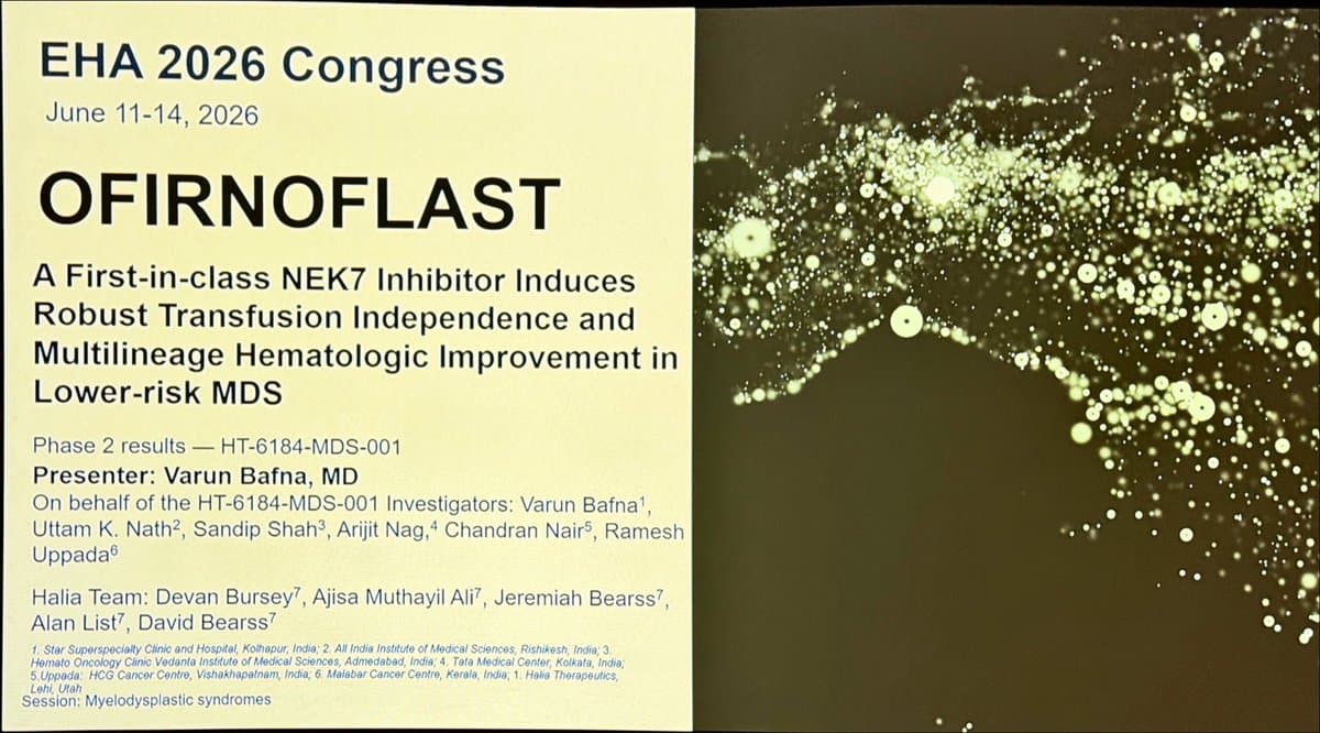 Ofirnoflast NEK7 Inhibitor Shows Promise in Lower‑risk MDS