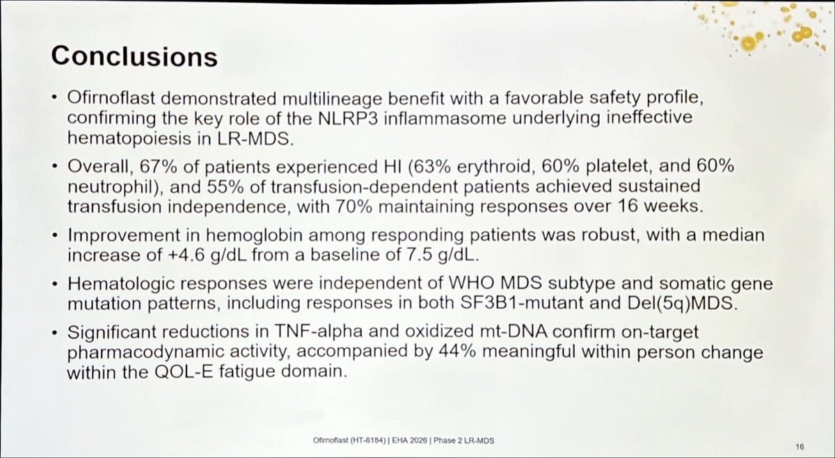 OFIRNOFLAST Shows Promise in Lower‑risk MDS