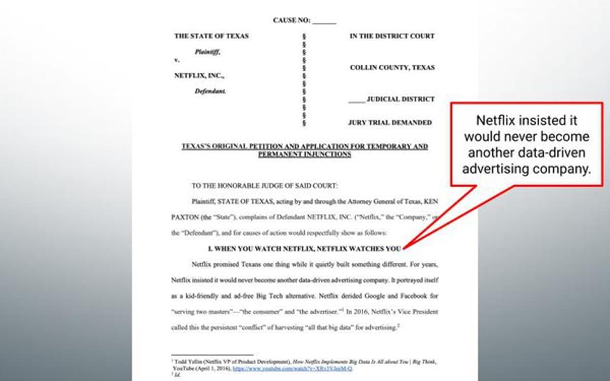 Texas Sues Netflix Over 'Surveillance,' 'Addictive' Design