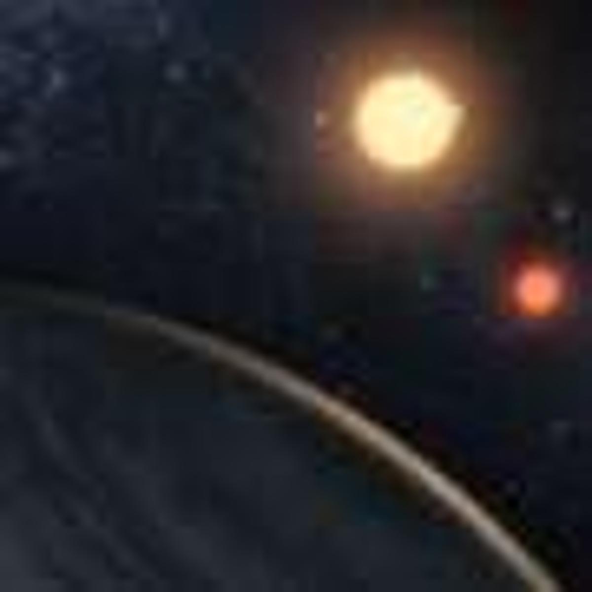 Saturn-Mass World Discovered Orbiting Two Low-Mass Stars