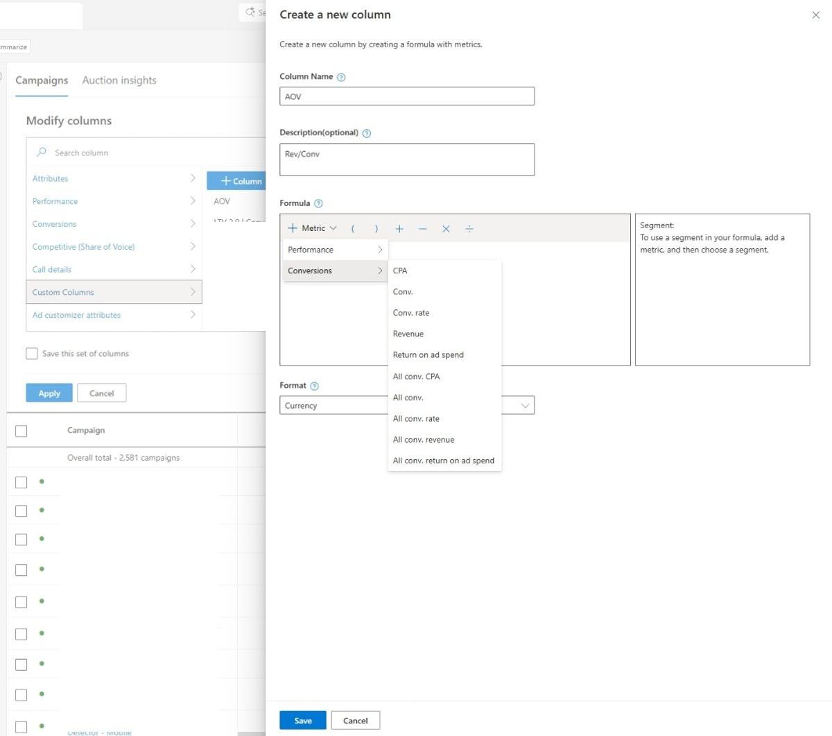 Microsoft Ads Expands Custom Columns to Include All Conversion Metrics
