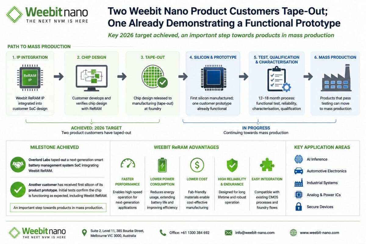 Weebit Nano ReRAM Reaches Commercial Tape-Out Milestone