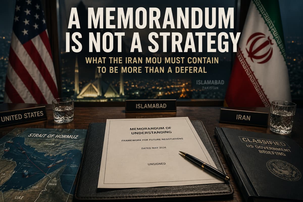 A Memorandum Is Not a Strategy: What the Iran MoU Must Contain to Be More Than a Deferral