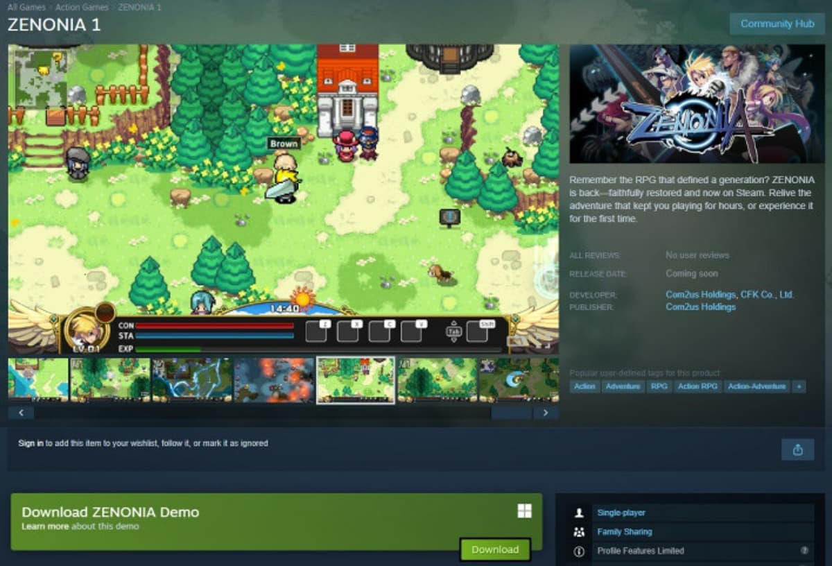 Relive the Memories on Steam: 'Zenonia 1' Demo Released for Steam Next Fest