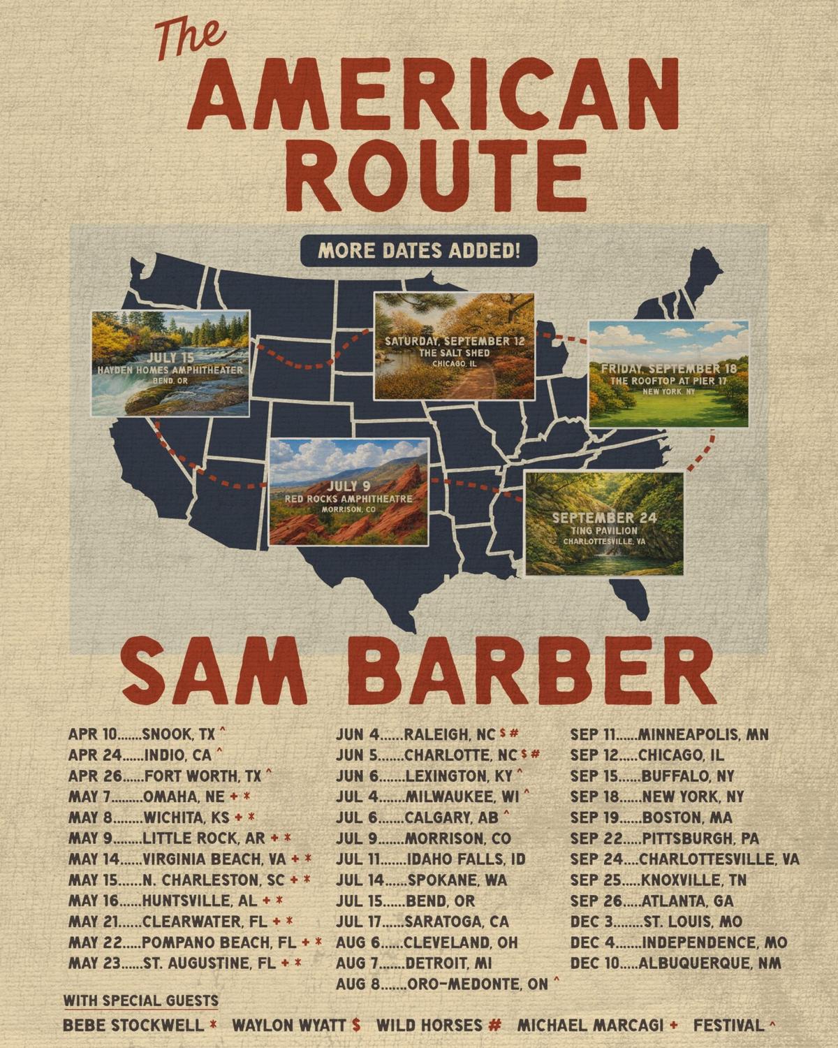 Sam Barber Extends ‘The American Route Tour’ Through December
