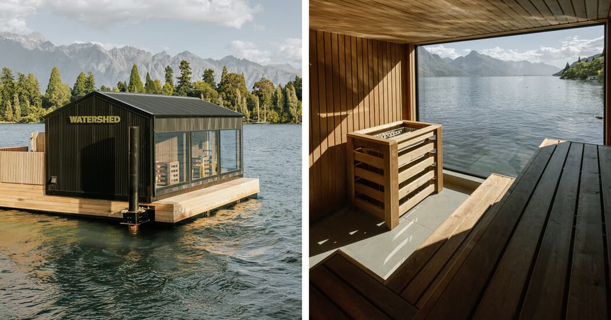 A Floating Sauna With Mountain Views