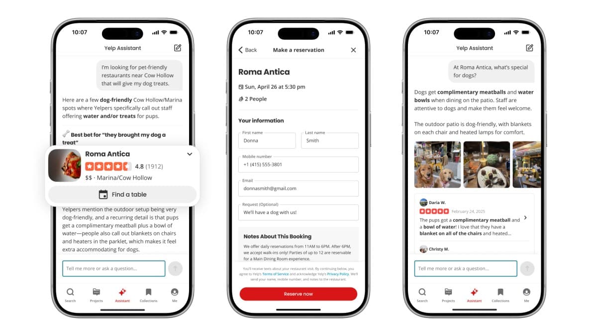 Yelp’s Updated AI Assistant Can Answer Questions and Book a Restaurant or Service in One Conversation