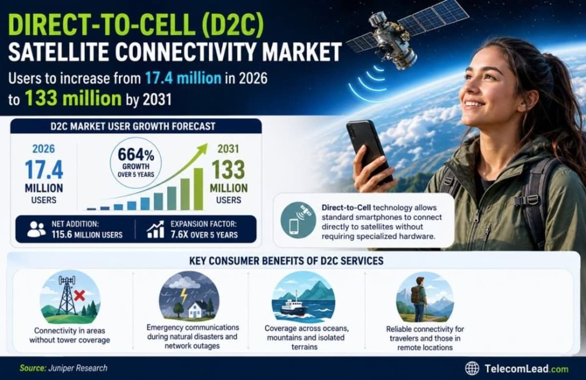 Direct-to-Cell Satellite Connectivity Market to Reach 133 Mn Users by 2031, Driven by Operator-Led Expansion