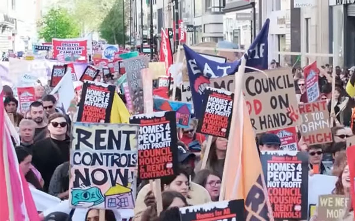 Rent Control Campaigners March in Central London