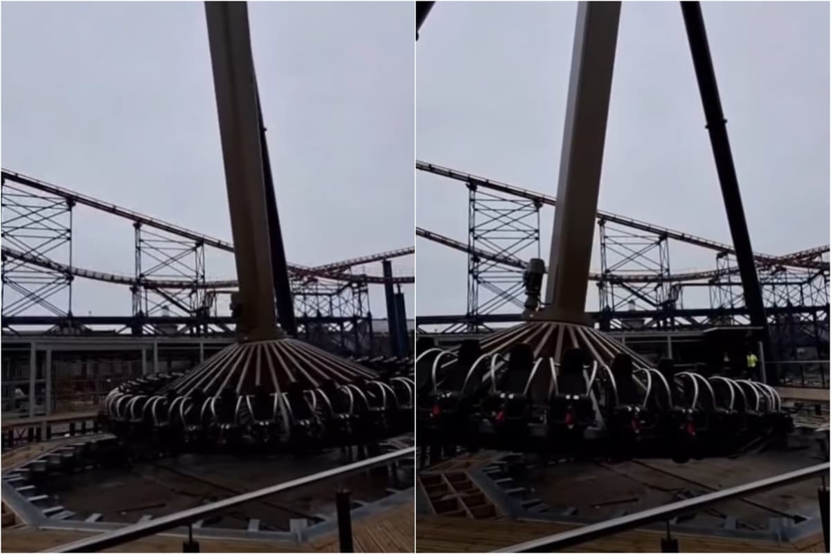 Blackpool Pleasure Beach's New £8.72m Pendulum Ride Aviktas Swings for First Time