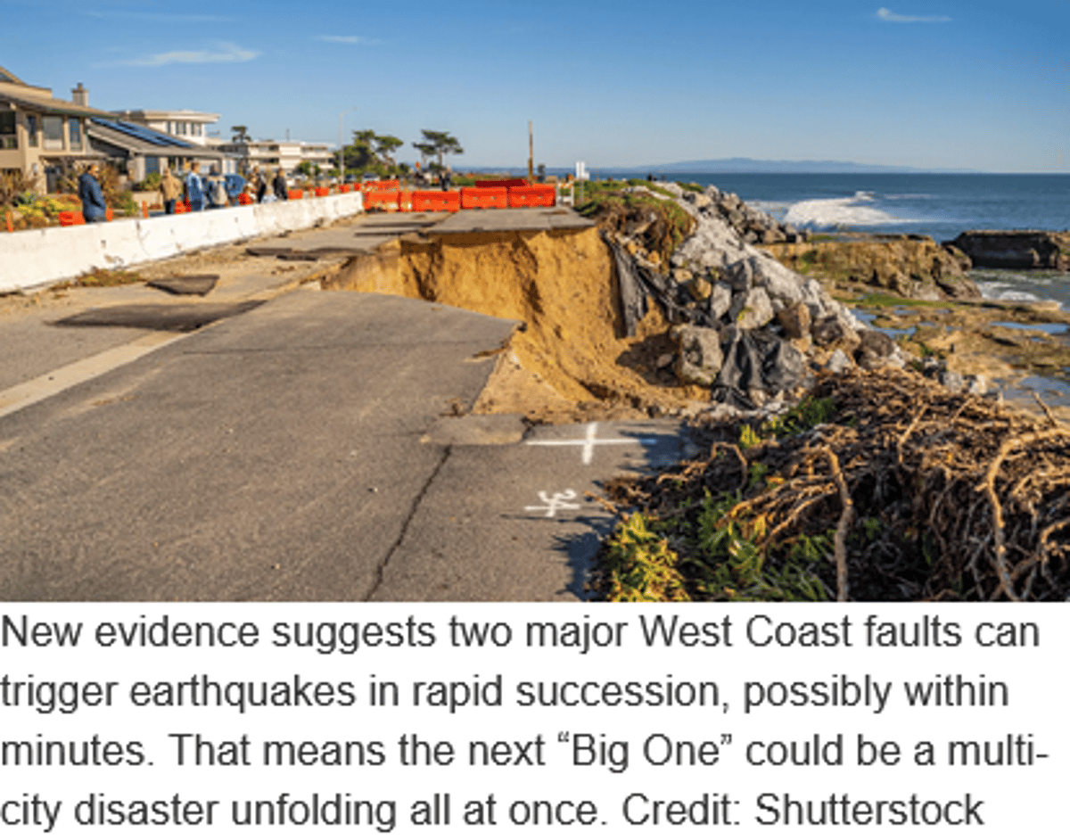 Study Finds Potential for Double West Coast Earthquake Threat
