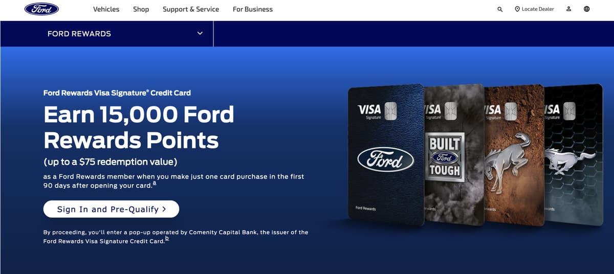 New Ford Rewards Credit Card By Comenity (No Annual Fee, Up To $175 In Signup Bonus)