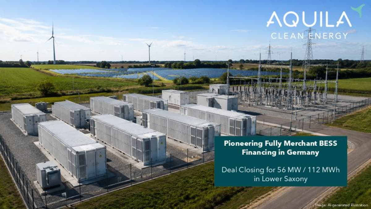 Aquila Clean Energy EMEA Secures €26M Debt Financing for Project Wetzen BESS