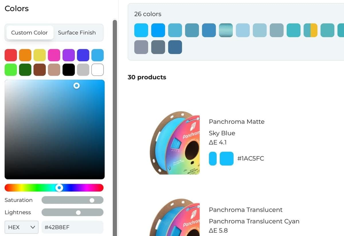 Polymaker’s Advanced Filament Selection Tool Includes Color Matching and Material Comparison
