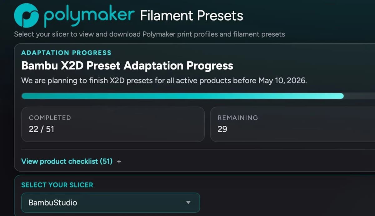 Polymaker’s Centralized Preset Library Simplifies Filament Tuning