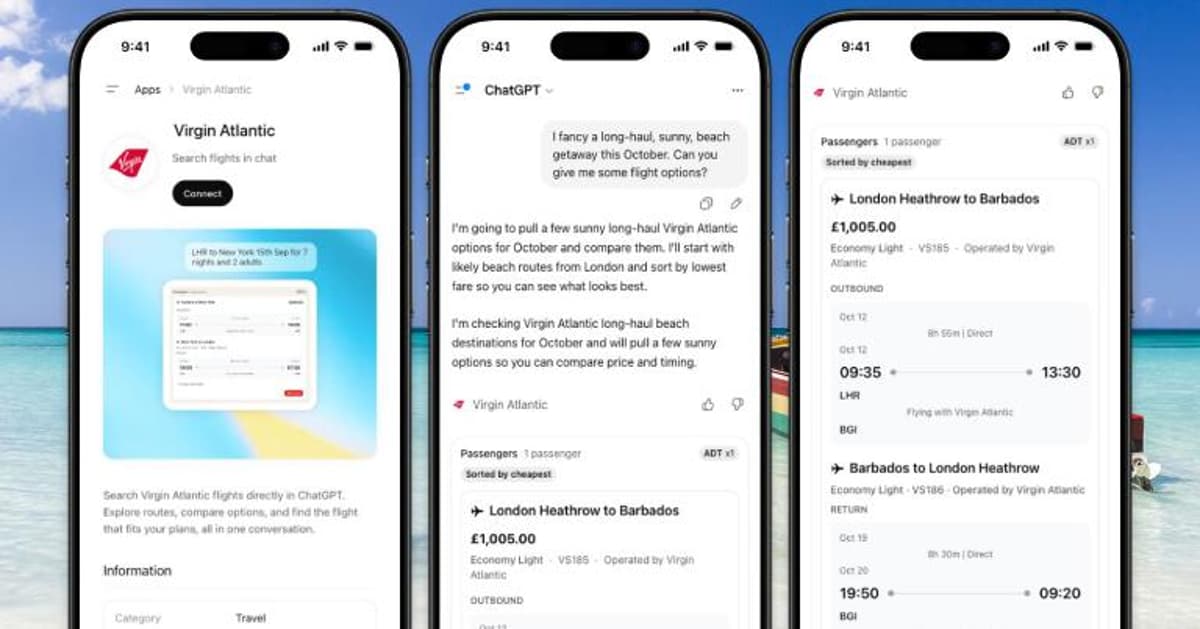 Virgin Atlantic Launches First-of-Its-Kind Airline App in ChatGPT to Revolutionise Travel Planning