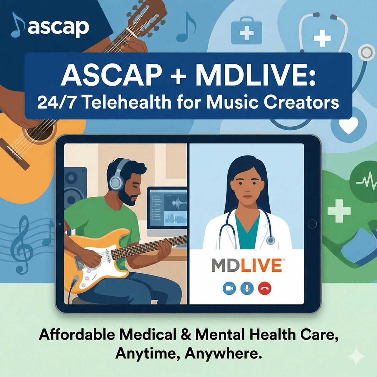 ASCAP Expands Music Creator Support With New Telehealth Benefit