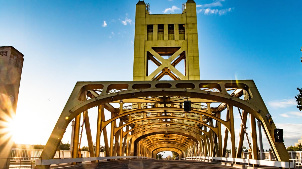 Sacramento's Iconic Yellow Bridge Has A Beautiful Art Deco Design And Pedestrian Charm