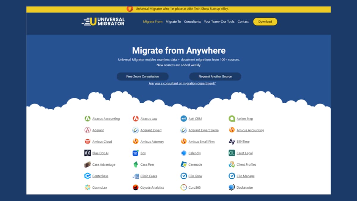 Universal Migrator Releases Scripts to Migrate Tussman, CollectMax and LeadDocket to Clio, MyCase, Litify and Lawmatics