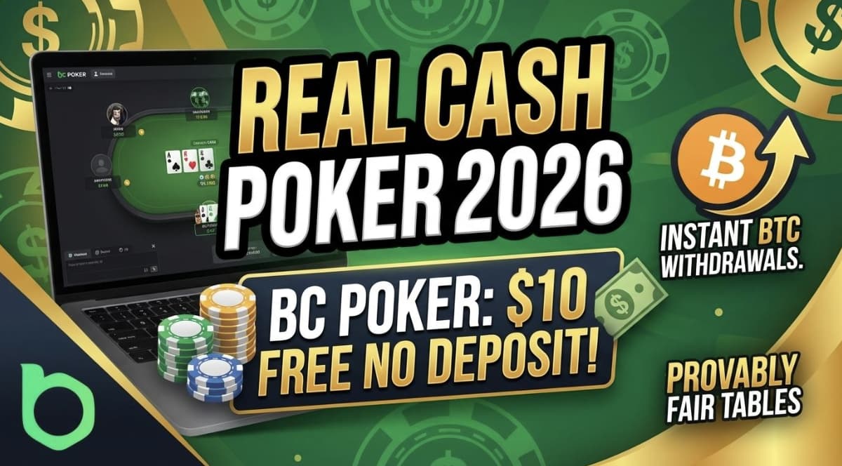 Real Cash Poker Online in 2026 - BC Poker Offers $10 Free No Deposit, Instant Bitcoin Withdrawals, and Provably Fair...