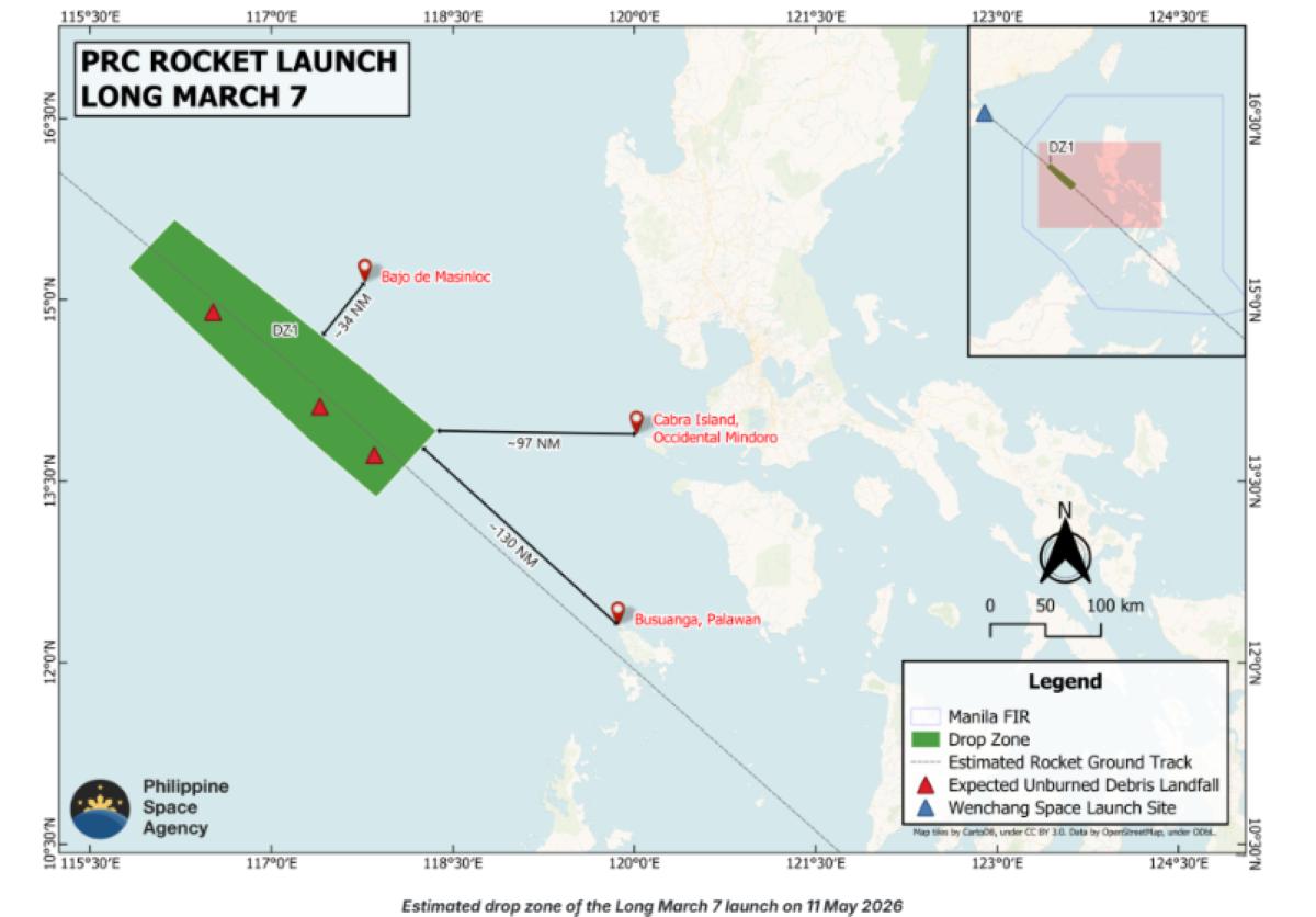 PhilSA Warns vs Chinese Rocket Debris Near Palawan