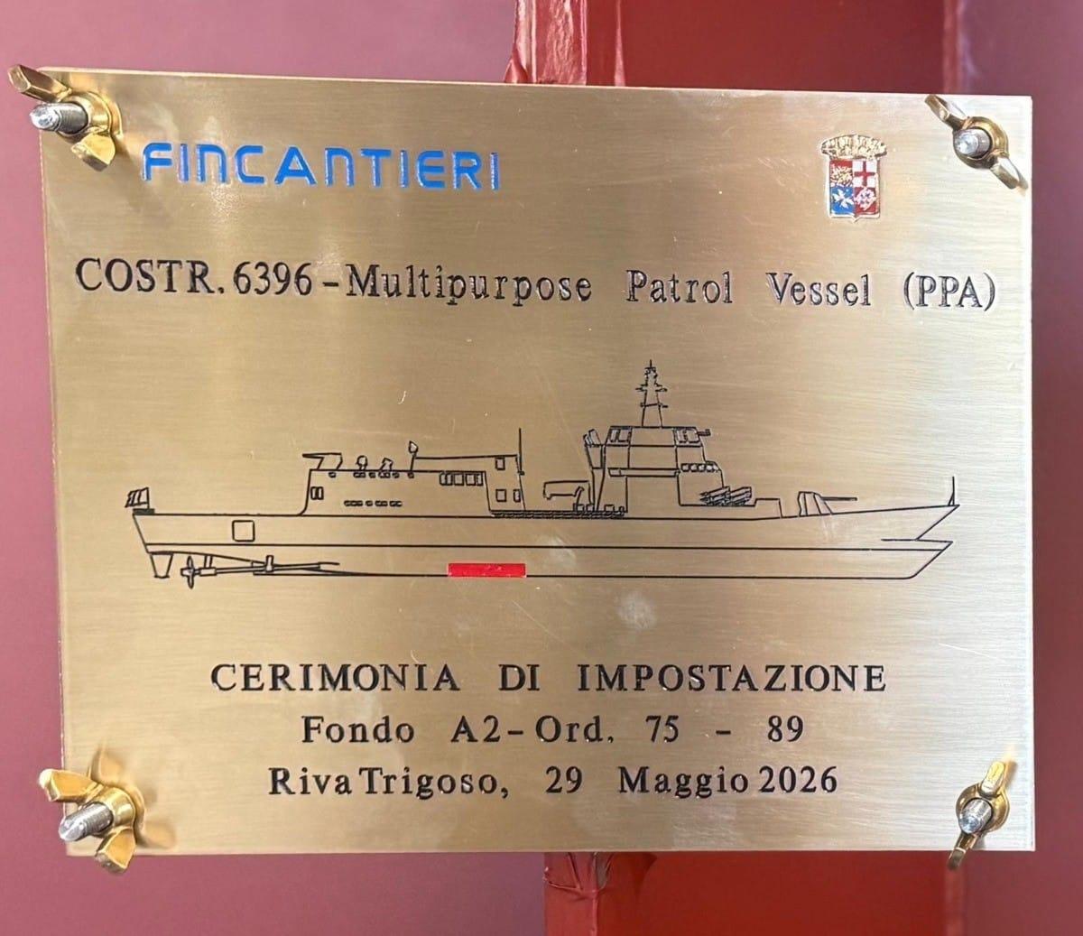 Fincantieri Lays Keel of Italy’s 8th PPA in Genoa
