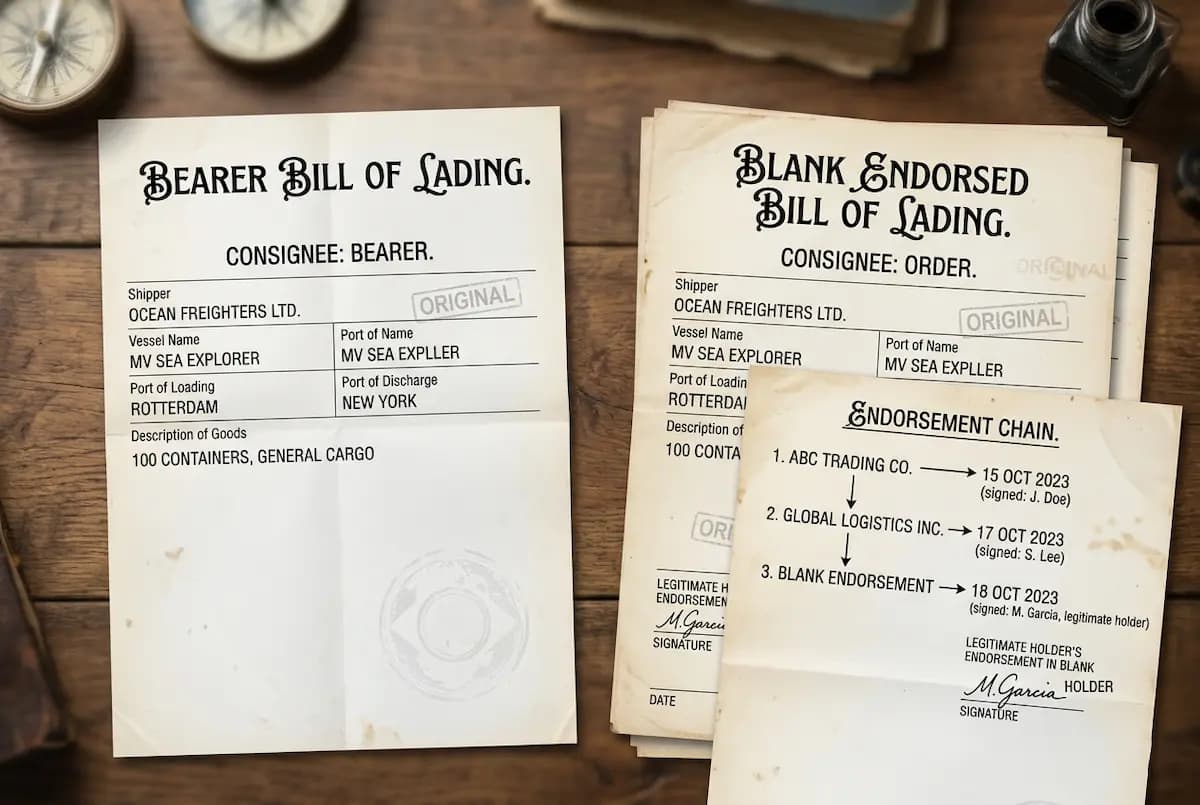 Distinguishing Bearer Bill of Lading and Blank Endorsed Bill of Lading