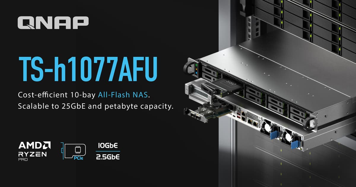 (PR) QNAP Releases TS-H1077AFU 10-Bay, High-Density All-Flash NAS with AMD Ryzen PRO 7000 CPUs
