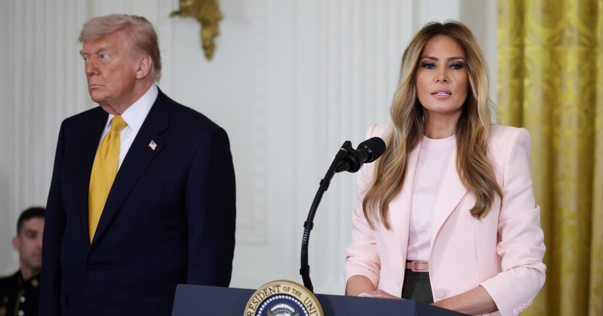 Melania Trump Perfects Contrast in McQueen Blazer & Fitted Max Mara Skirt
