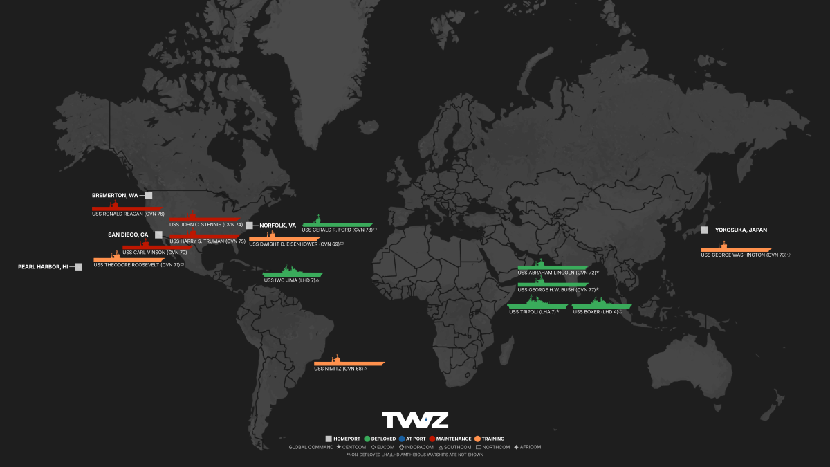 Where Are The Carriers As Of May 11, 2026: 20 Warships Enforce Iran Blockade