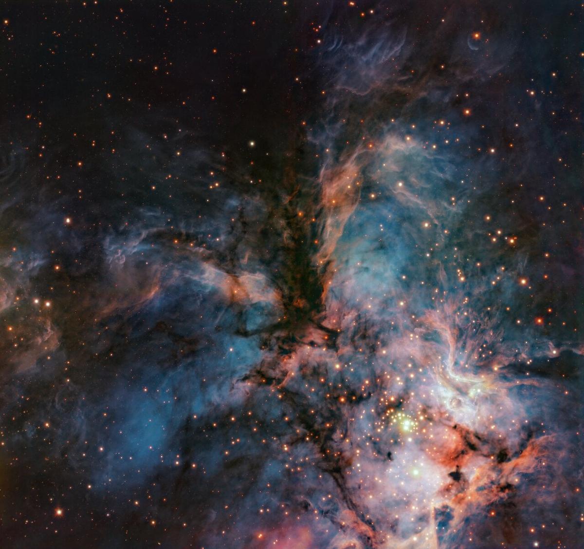 VLT Image Captures a "Cosmic Hawk" Spanning Its Wings.