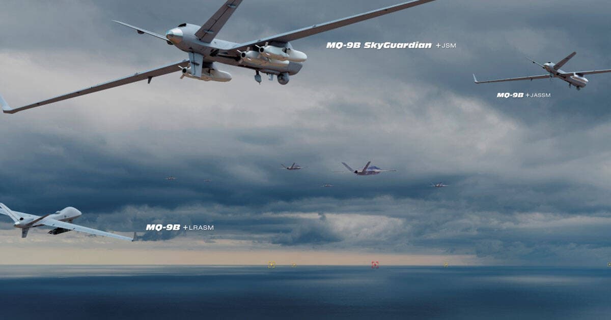 GA-ASI Expands MQ-9B Capabilities With Long-Range Standoff Weapons & Naval Strike Roles