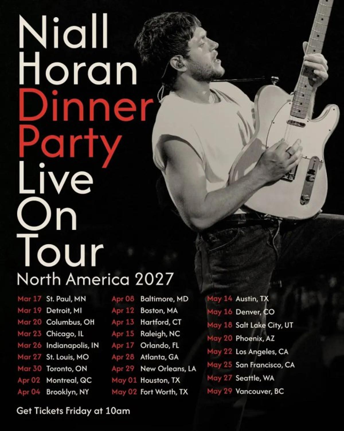 Niall Horan’s Dinner Party Live On Tour 2026-27: How to Get Tickets